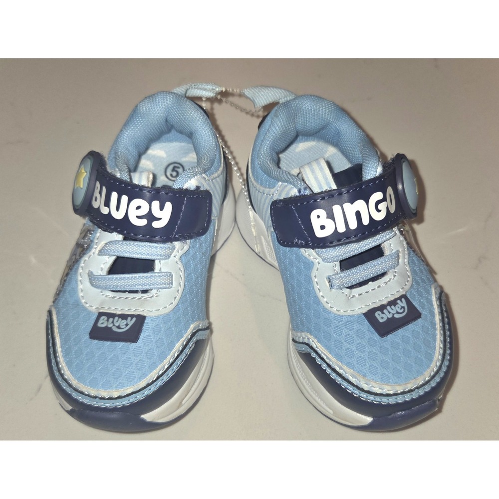 Light Up Bluey Bingo Toddler Shoes Size 5 Light Blue Navy Sneakers Kids